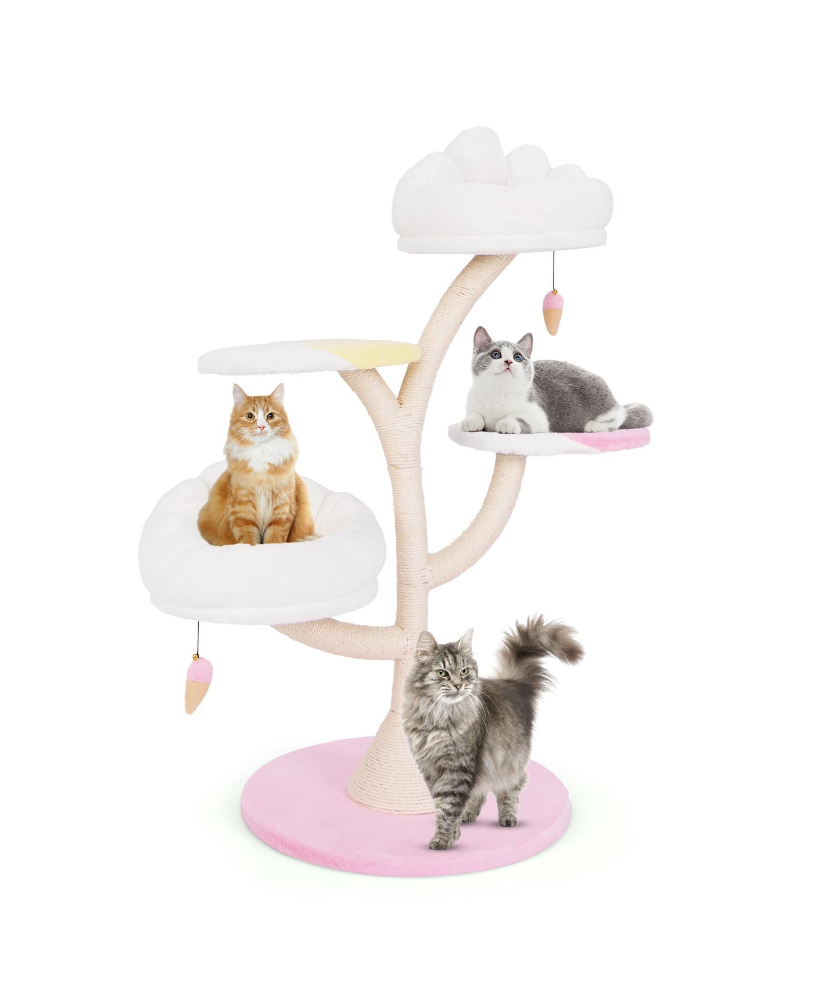 COZITO Cat Tree Multi-Layer Tower with 2 Perches Plush Fabric