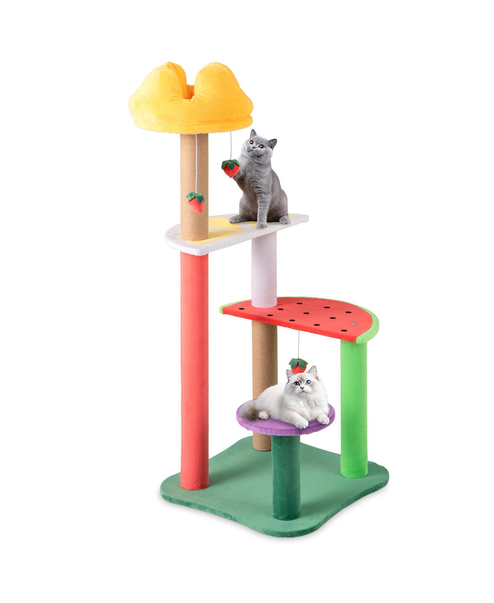 COZITO Cat Tree 45 in Multi-Level with Fruit-Shaped Platforms