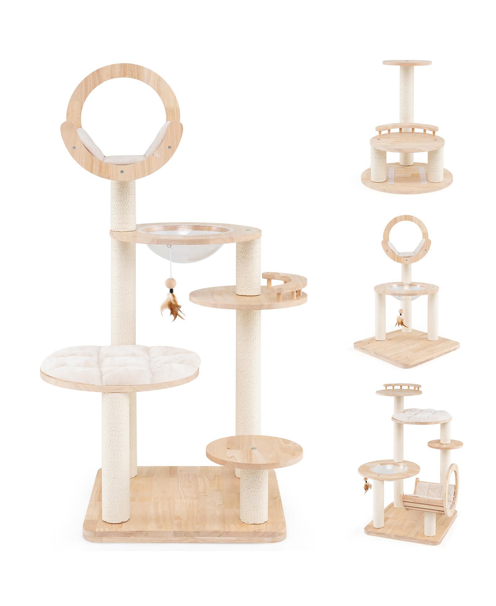 COZITO Cat Tower 4-in-1 Large Wooden with Space Capsule Nest