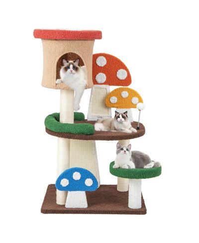 COZITO Cat Tree Mushroom 4-in-1 with Condo Spring Ball and Sisal