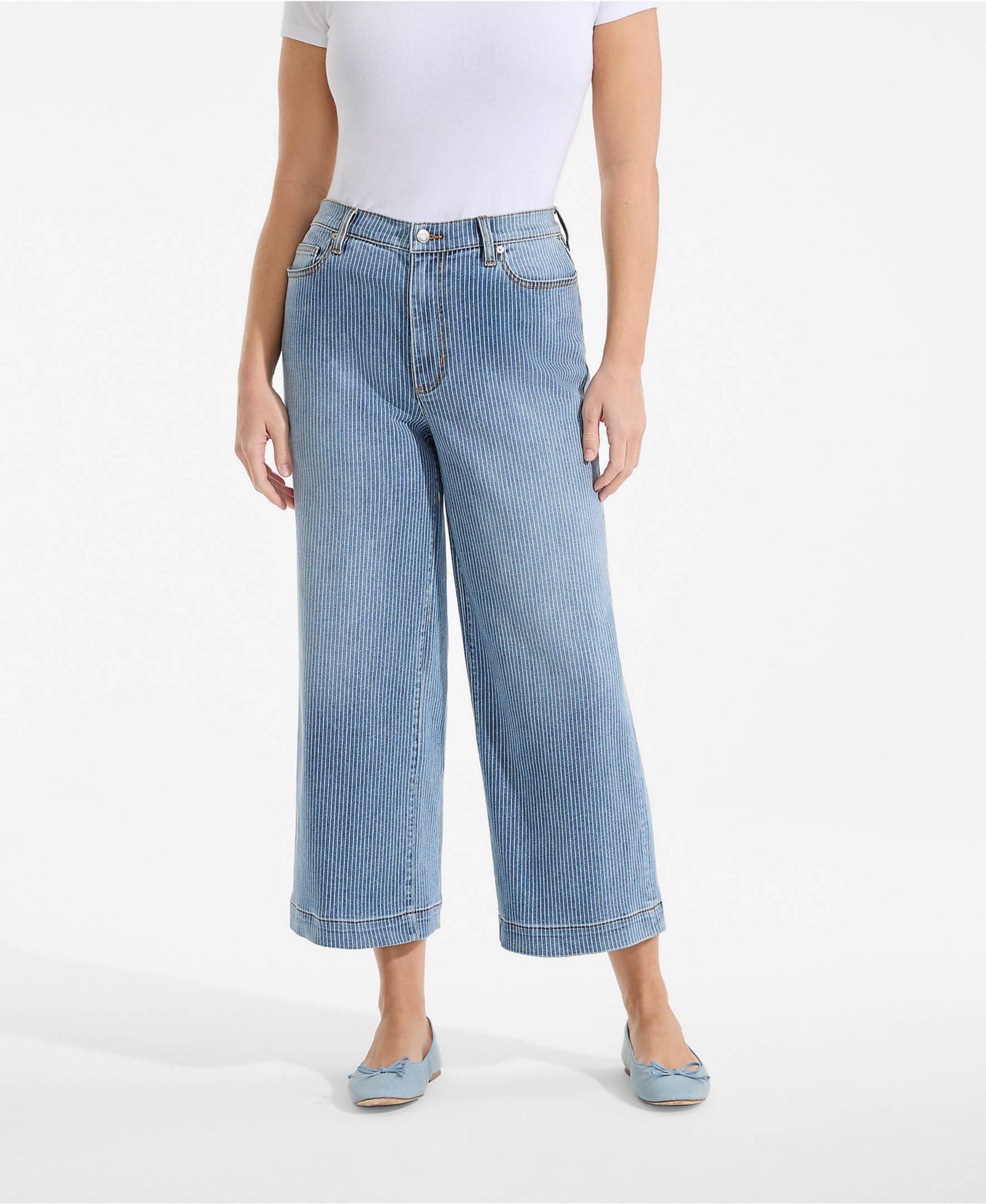 Lands' End Women's Denim High Rise Wide Leg Crop Jeans