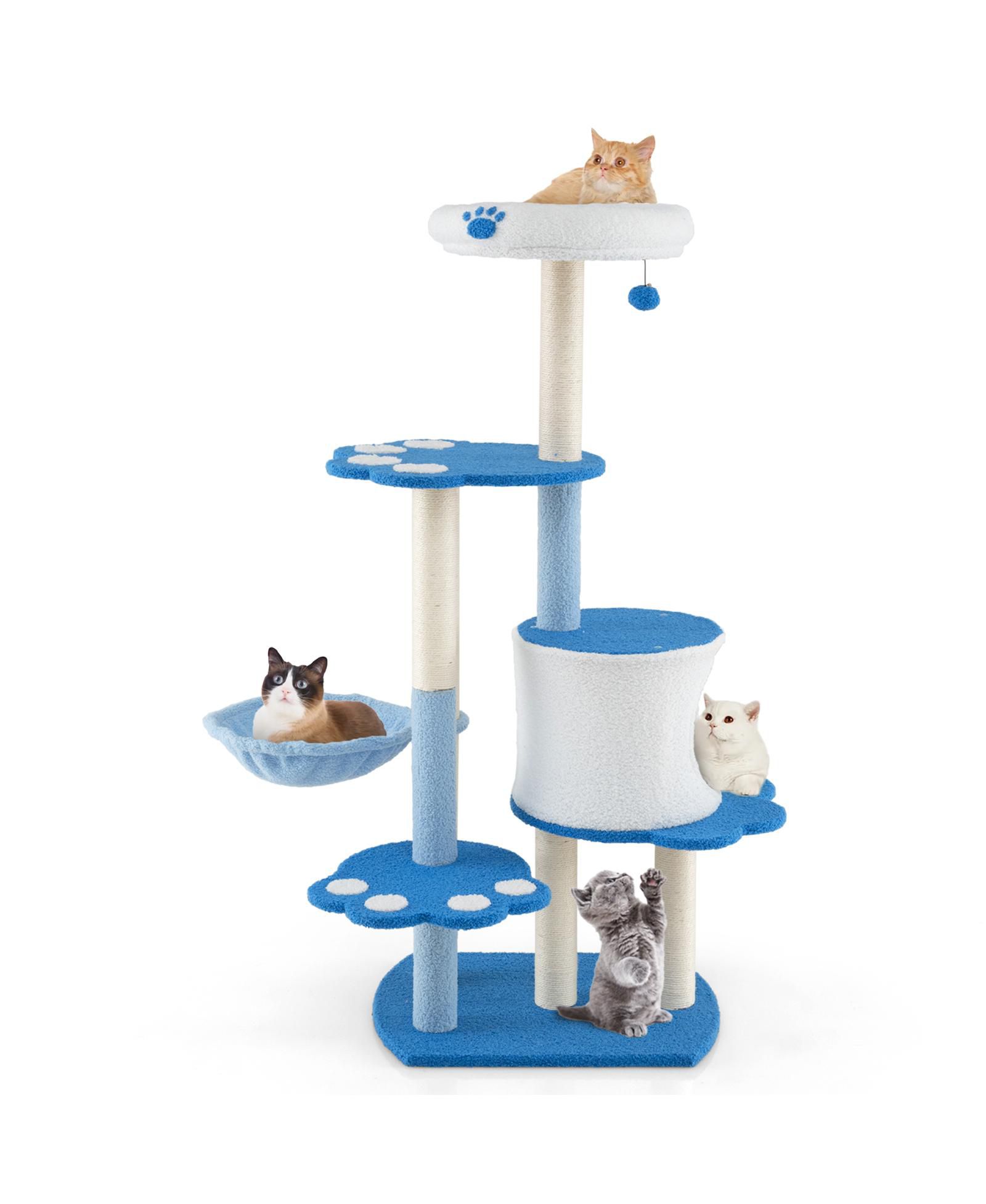 COZITO Cat Tree 54 inch Modern 6-Tier Tower с teddy plush