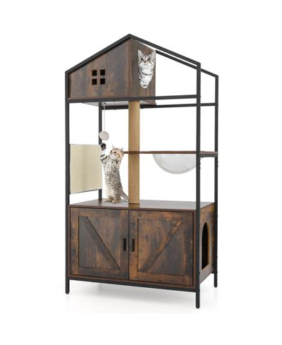 COZITO Cat Tower Industrial with Litter Box Enclosure and Condo
