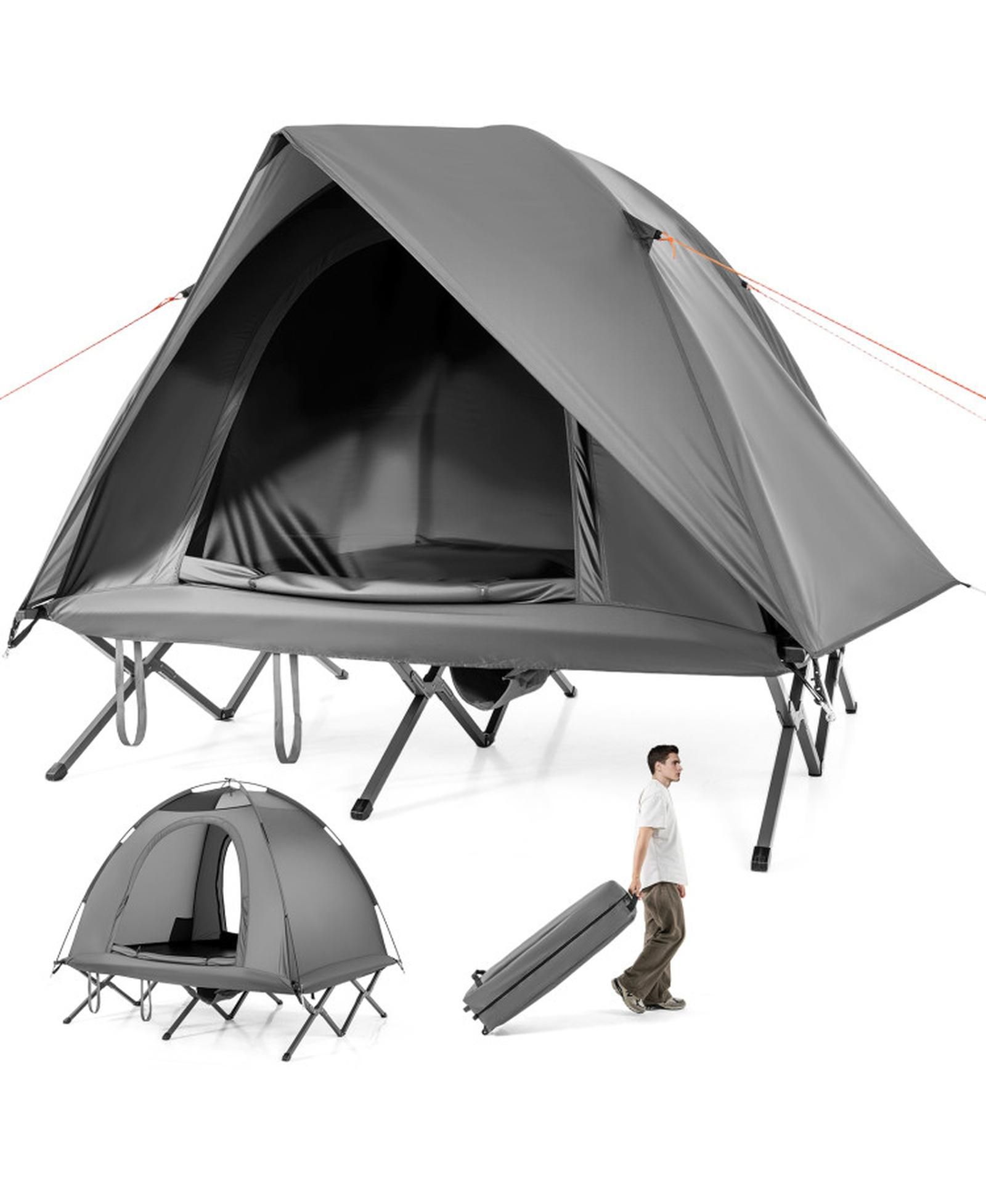 GOUUN 2-Person Foldable Off-Ground Camping Cot Tent Combo, 660 lbs Capacity