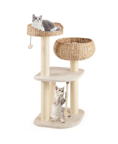 COZITO Cat Tree 41 in Rattan with Napping Perch and Cushion