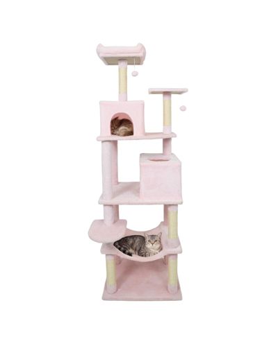 COZITO Cat Tree 58 in Modern with Upholstered Perch and 2 Condos