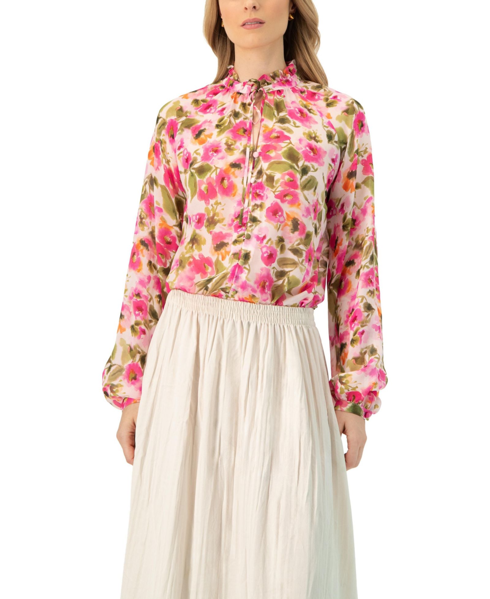 Ivonne Women's Floral High Neck Blouse