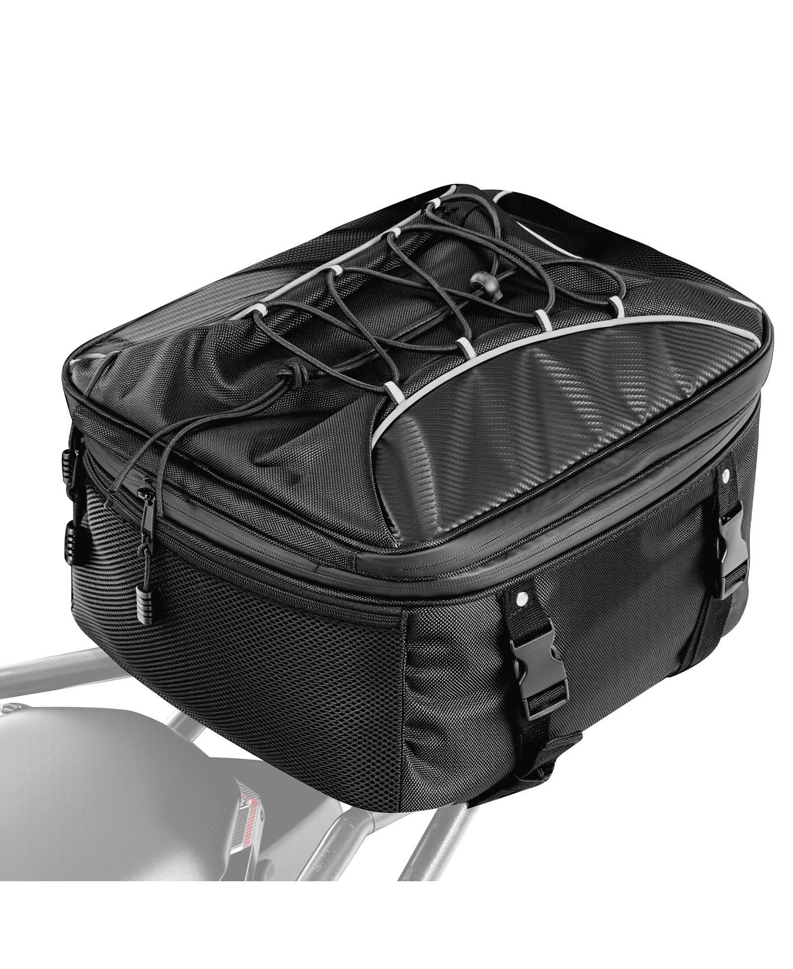 Mecale 22 to 34L Expandable Motorcycle Tail Bag with Waterproof Rain Cover