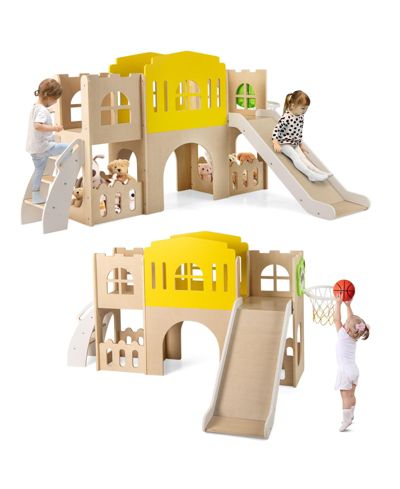 Игровой комплекс Slickblue Kids 7 in 1 со скалодромом и баскетбольным кольцом