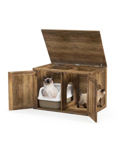 COZITO Cat Litter Box Enclosure Flip Top Barn Door Hidden
