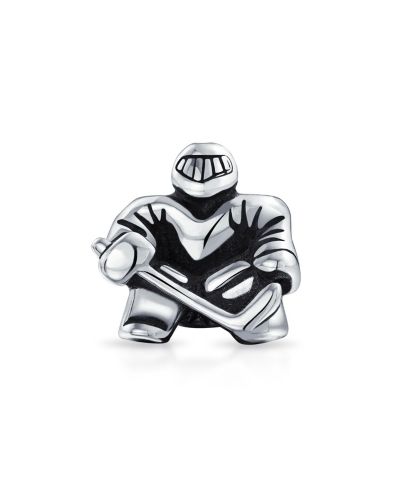 Bling Jewelry Ice Hockey Goalie Sports Team Charm Bead .925 Sterling Silver for Bracelet