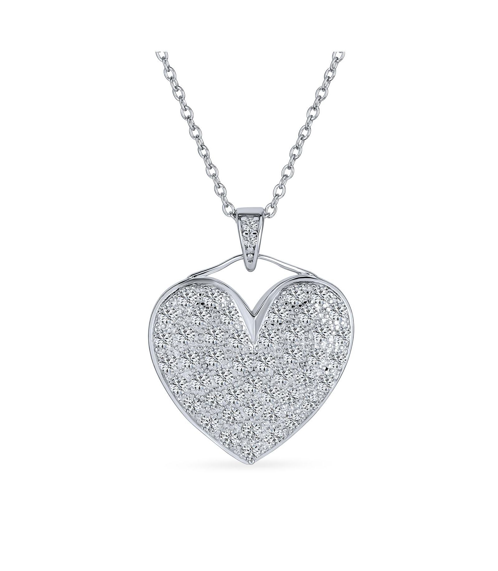Кулон-серьга Bling Jewelry в форме сердца с крупными фианитами CZ