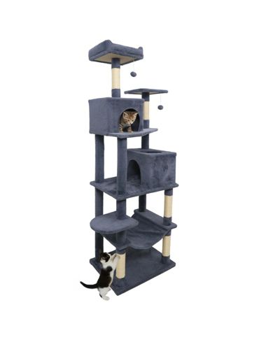 COZITO Cat Tree 58 inch Modern with Plush Perch and 2 Condos