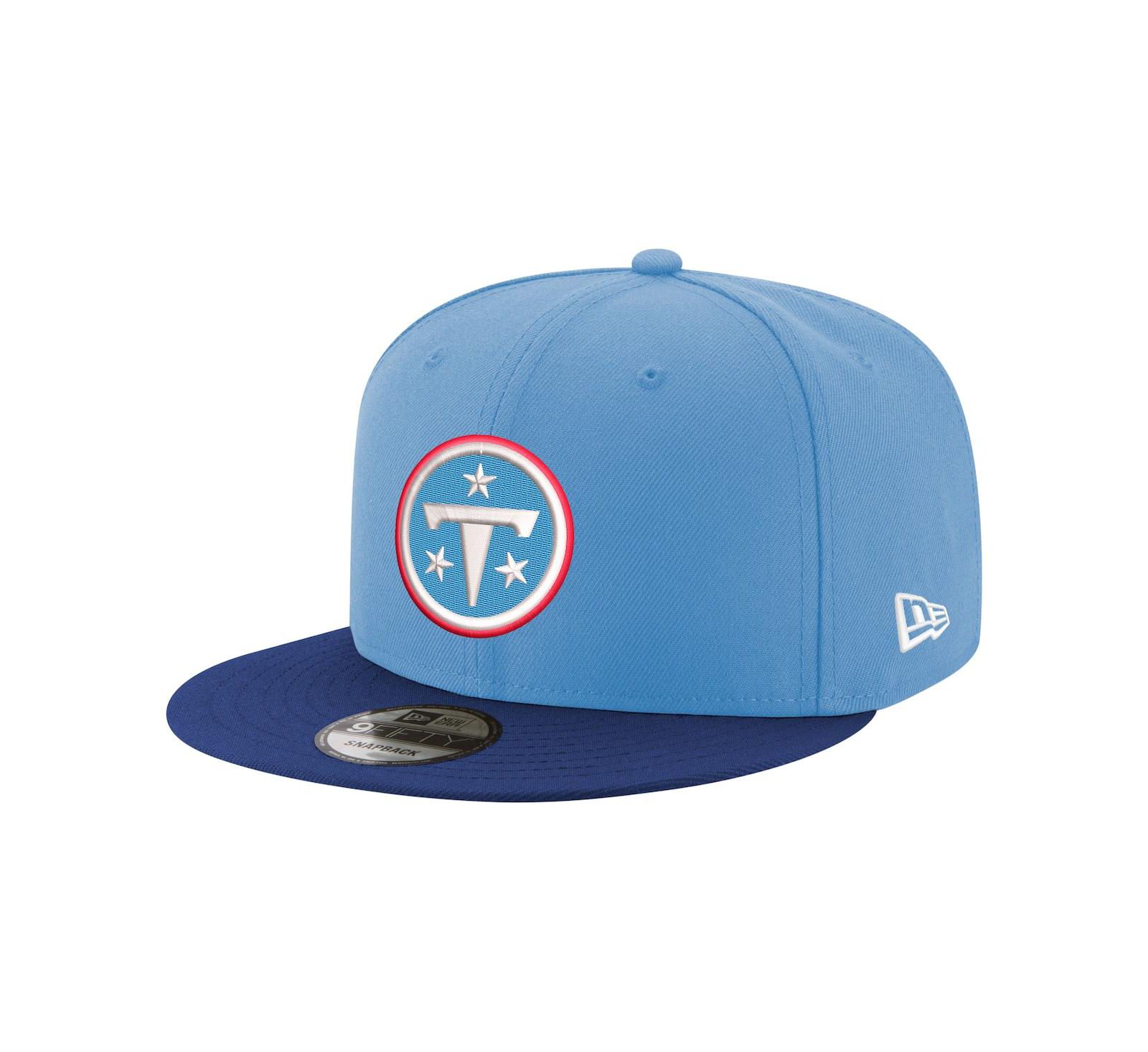 Мужская кепка New Era 9FIFTY Snapback, светло-голубой/темно-синий, логотип Tennessee Titans