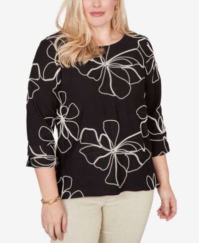 Alfred Dunner Petite топ с коротким рукавом и цветочным узором
