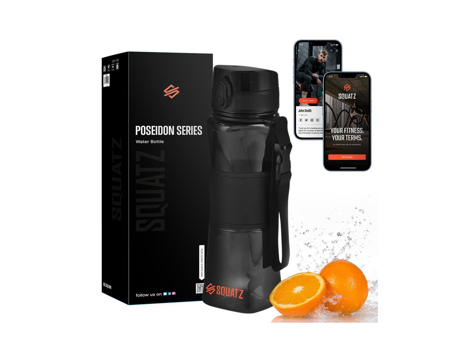 SQUATZ Sports and Shake Water Bottle with Strainer