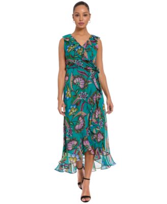 Женское миди-платье London Times V-Neck High-Low