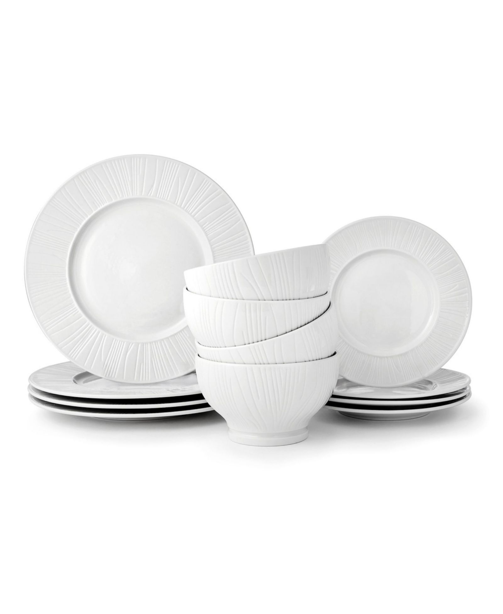Godinger Starburst Porcelain 12-Piece Dinnerware Set, Service For 4