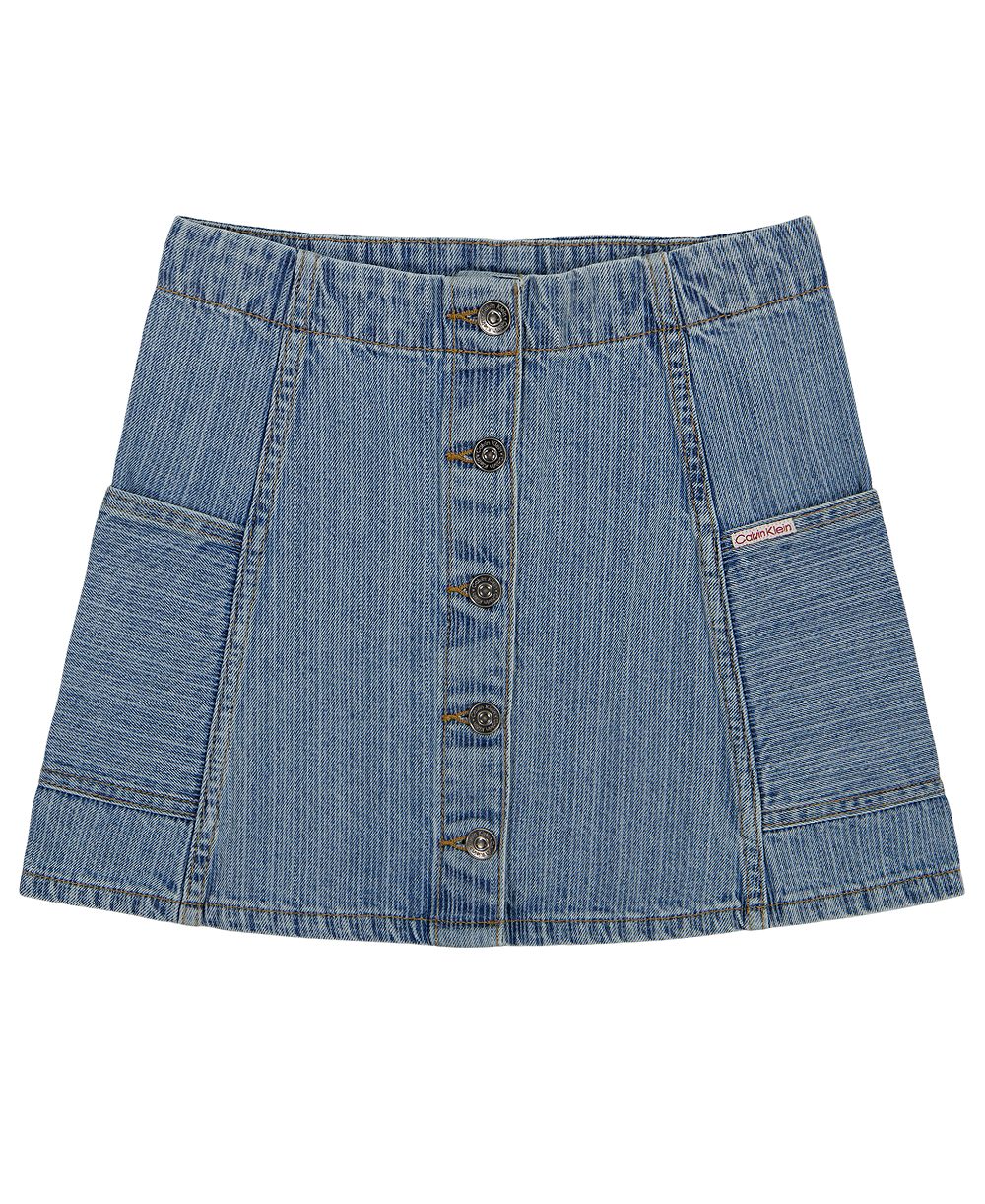 Calvin Klein Girls' 7-16 Button-Front Denim Skirt