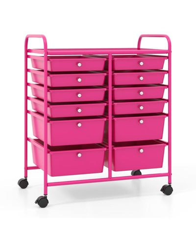 Мобильная тележка для хранения GOUUN 12-Drawer с ящиками разного размера и блокируемыми колесами