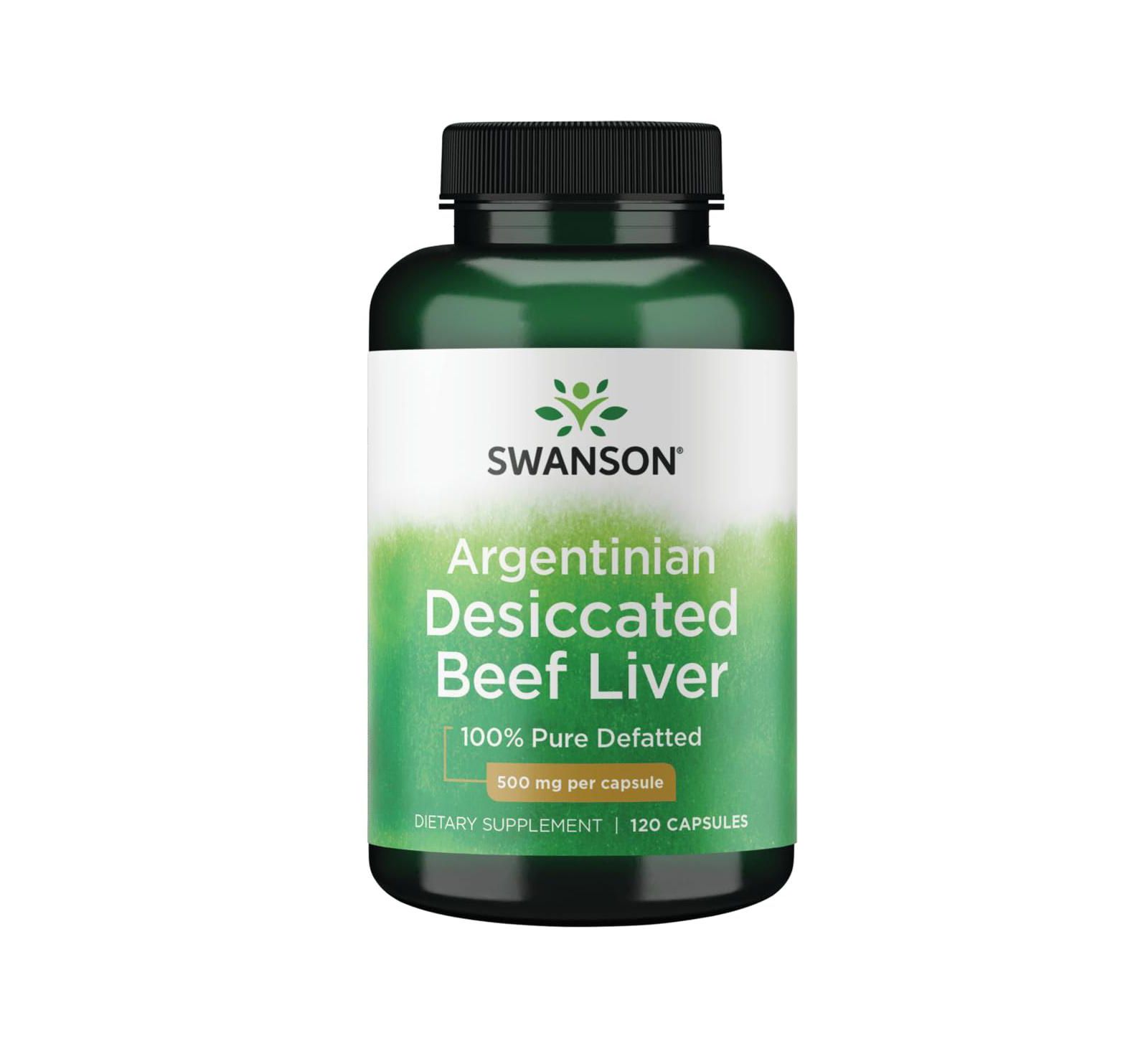 Swanson 100% Pure Defatted Desiccated Beef Liver 500 Milligrams 120 Capsules