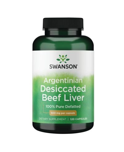 Swanson 100% Pure Defatted Desiccated Beef Liver 500 Milligrams 120 Capsules