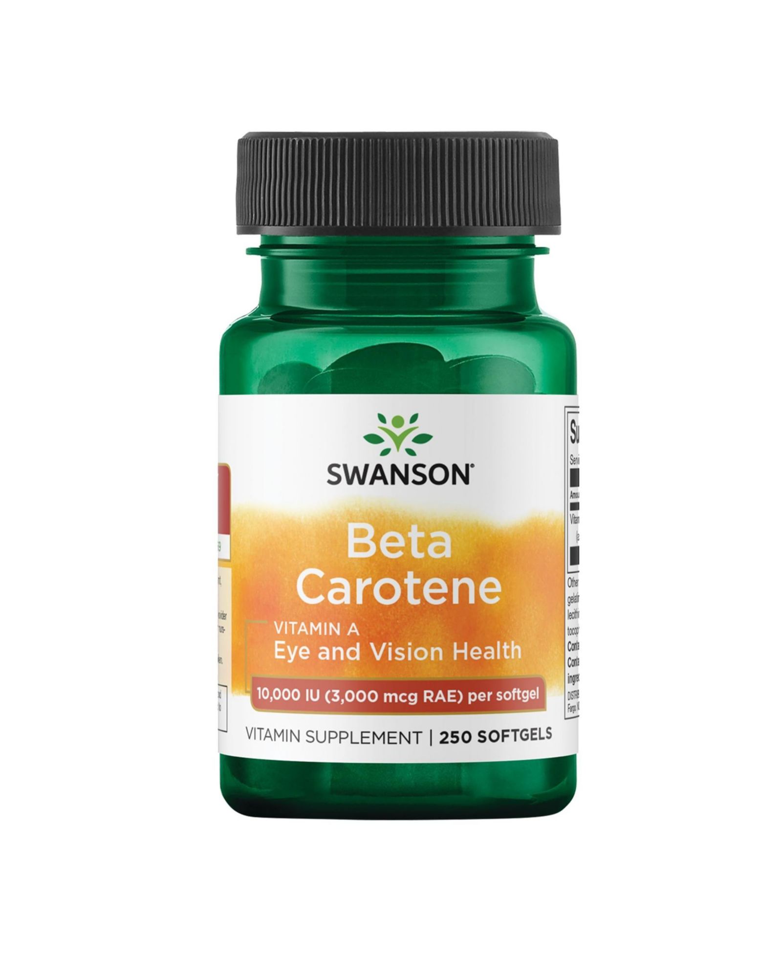 Swanson BetaCarotene  Vitamin A Supplement Promoting Immune Health, Eye and Skin Health  Natural Wellness Formula  (250 Softgels, 3000mcg Each)