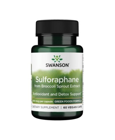 Swanson Sulforaphane Broccoli Sprout Extract, Cellular, GI and Liver Health, Standardized 0.4% Sulforaphane, 400 mcg, 60 Veggie Capsules