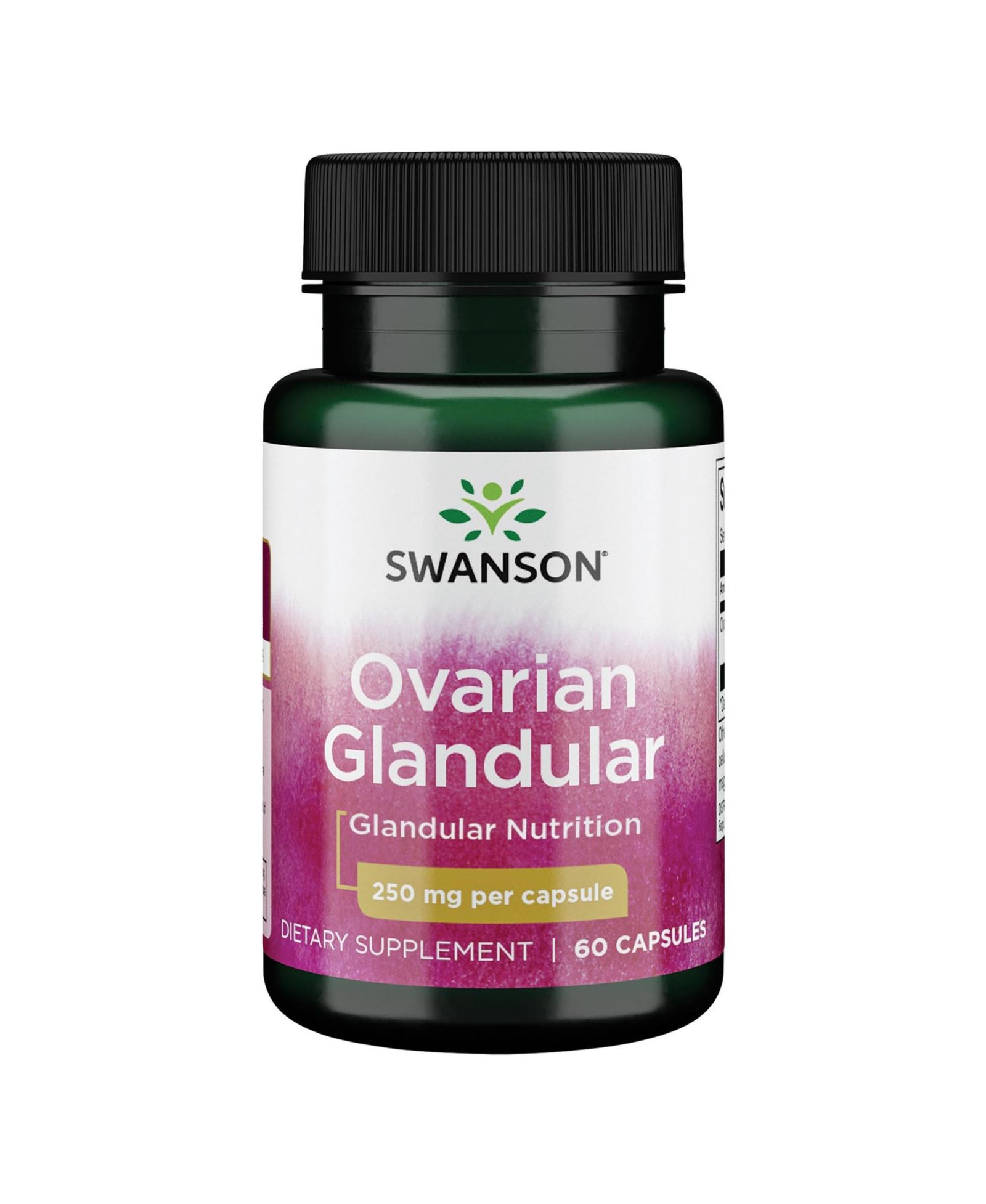 Swanson Ovarian Glandular Supplement  Women's Glandular Health and Balance Support  Premium Bovine Tissue  60 Capsules, 250mg Each