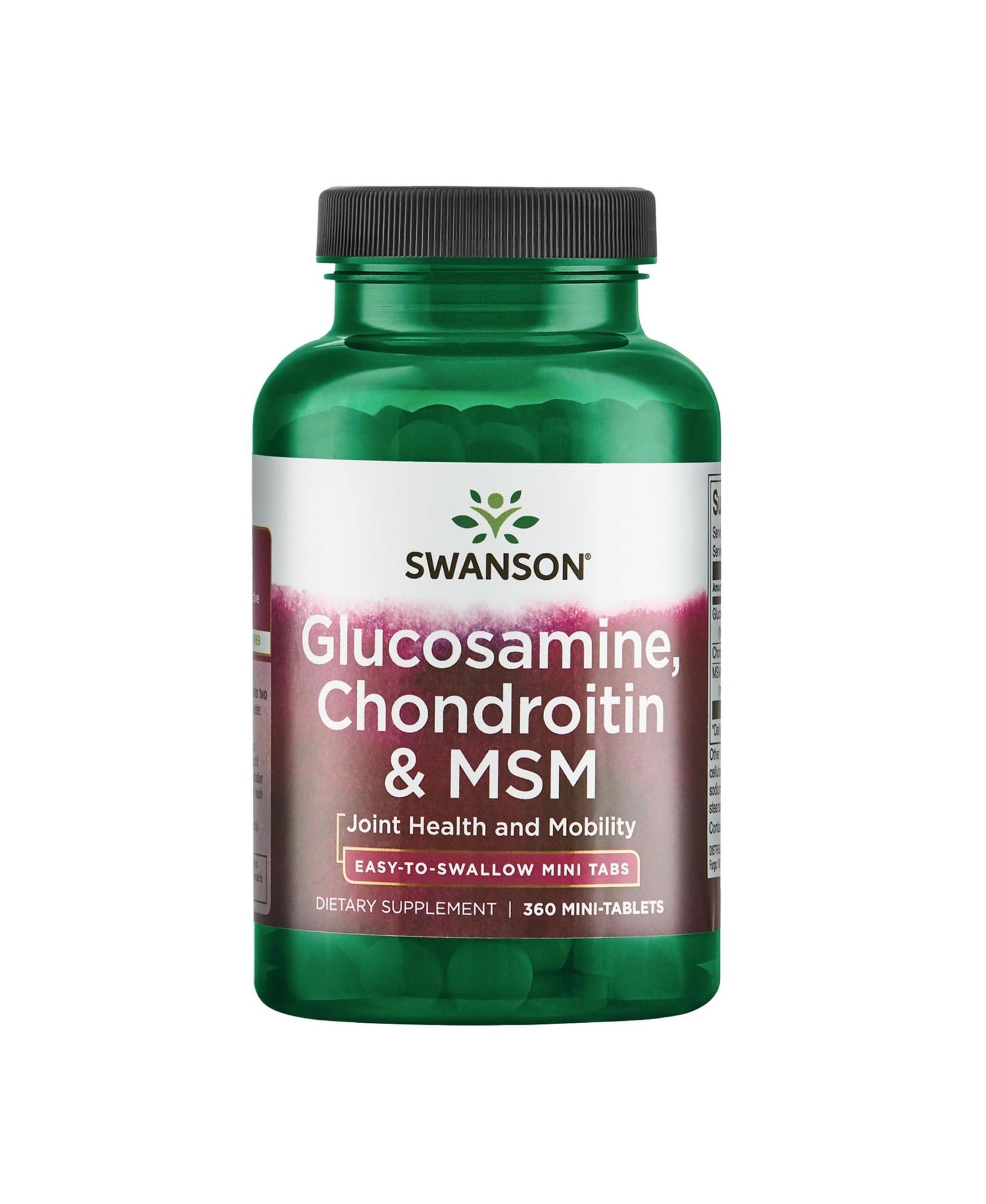Swanson MiniTabs Glucosamine Chondroitin and MSM for Joint Mobility and Comfort - Supports Cartilage and Tissue Health - 360 Tablets, 750/600/300 mg