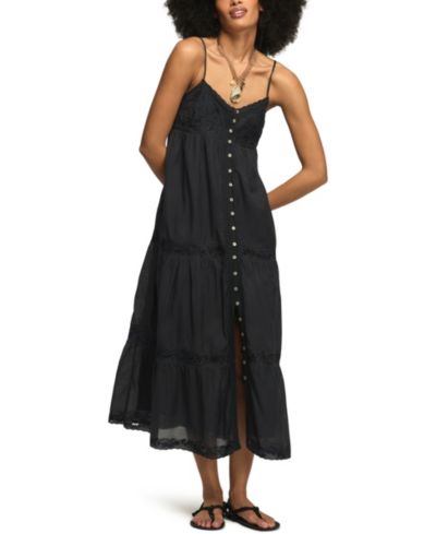 Женское платье Lucky Brand Embroidered V-Neck Tiered Midi