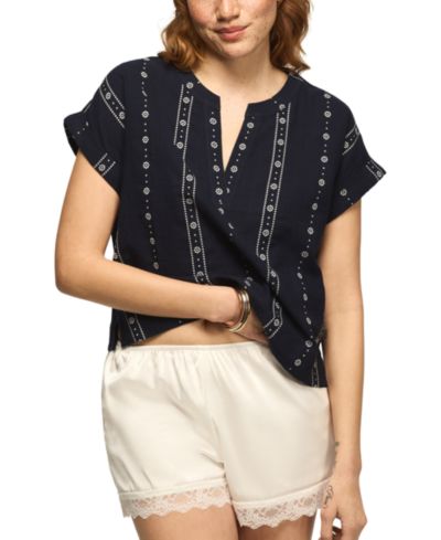 Женская рубашка Lucky Brand Women's Novelty Popover Short-Sleeve