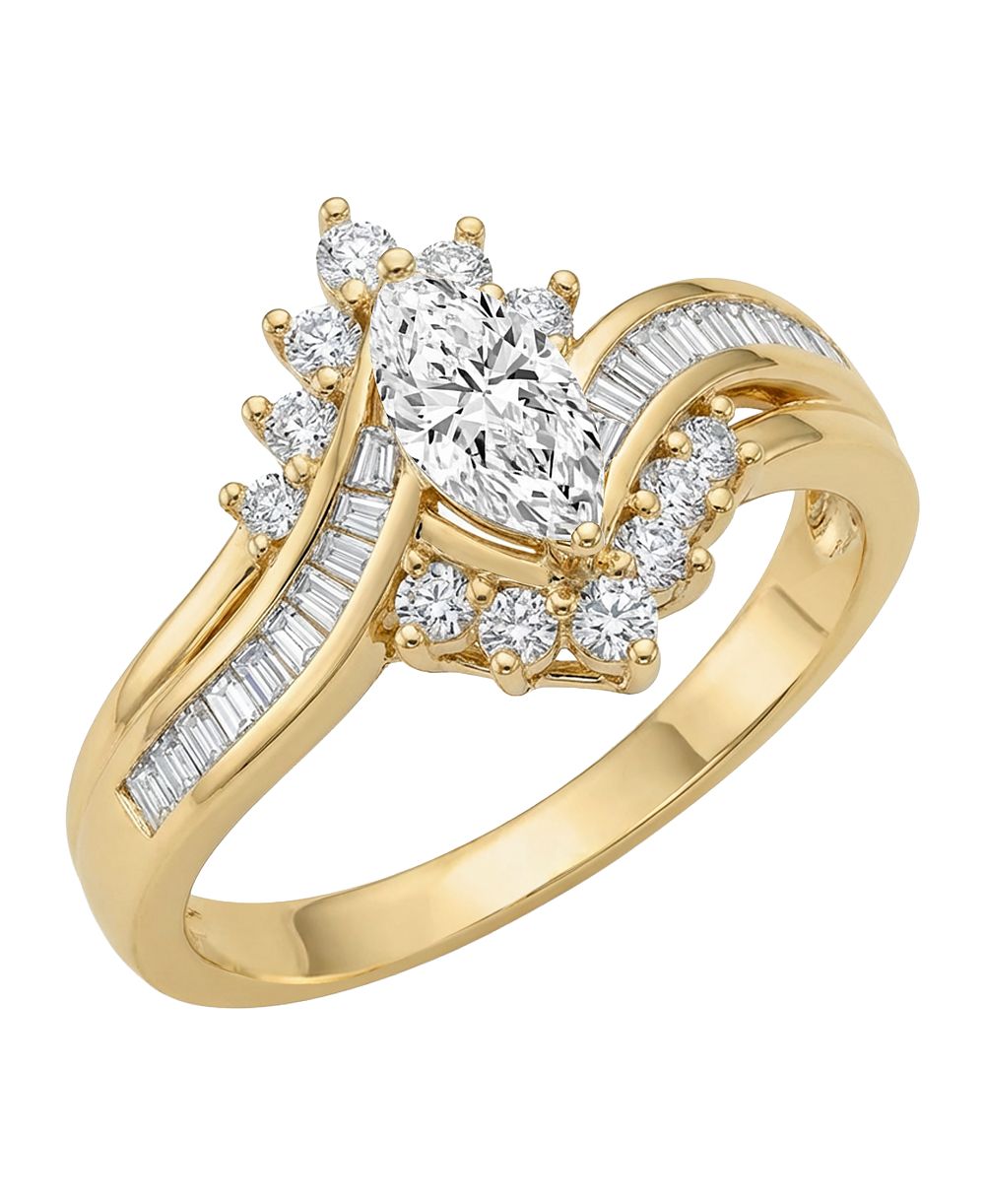 Кольцо с бриллиантом Macy's (3/4 ct. t.w.) в желтом золоте 14k