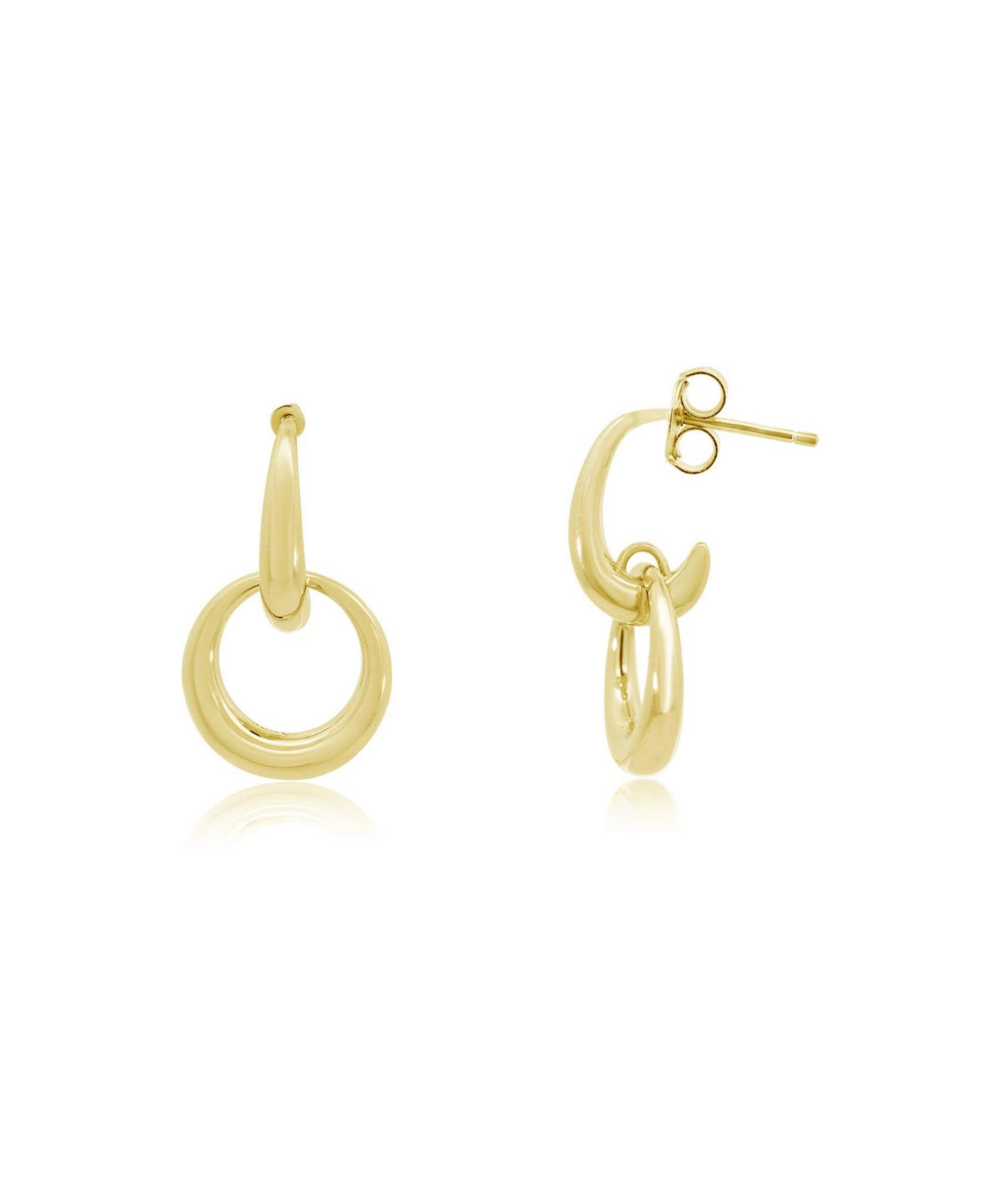 The Lovery Double Round Link Drop Earrings 14K Gold-Plated Sterling Silver