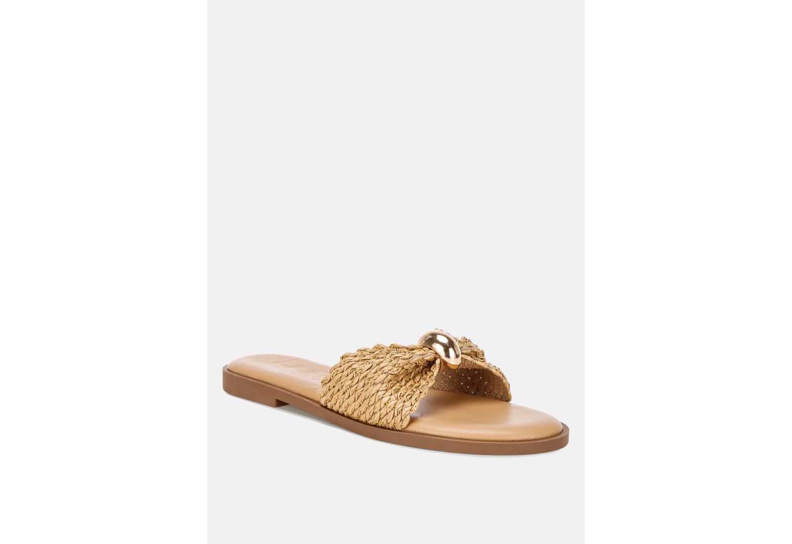 London Rag Women's Onawa Woven Strap Slip On Flats