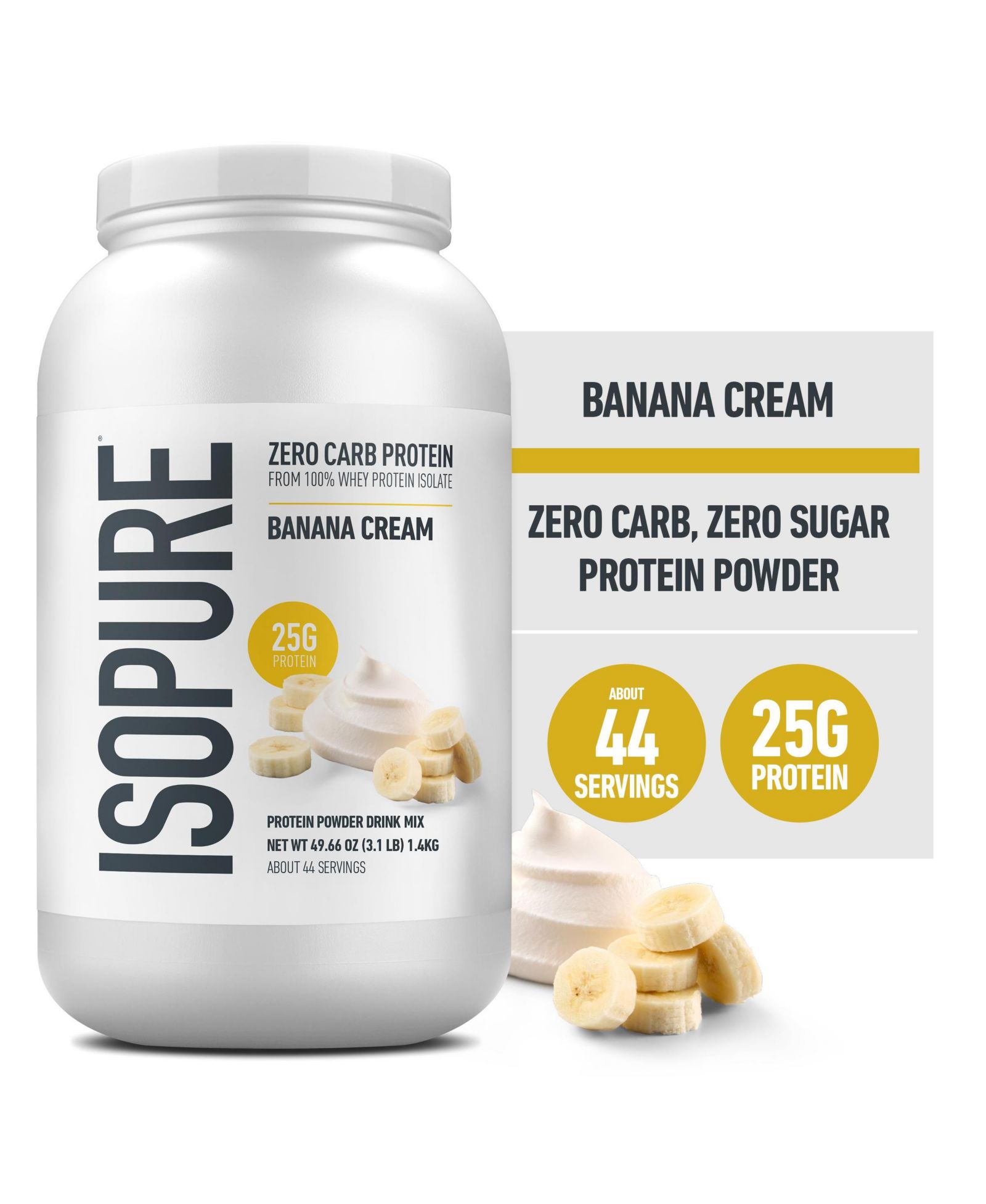 Isopure Zero Carb протеиновый порошок Pure Whey Isolate, Banana Cream, 44 порции