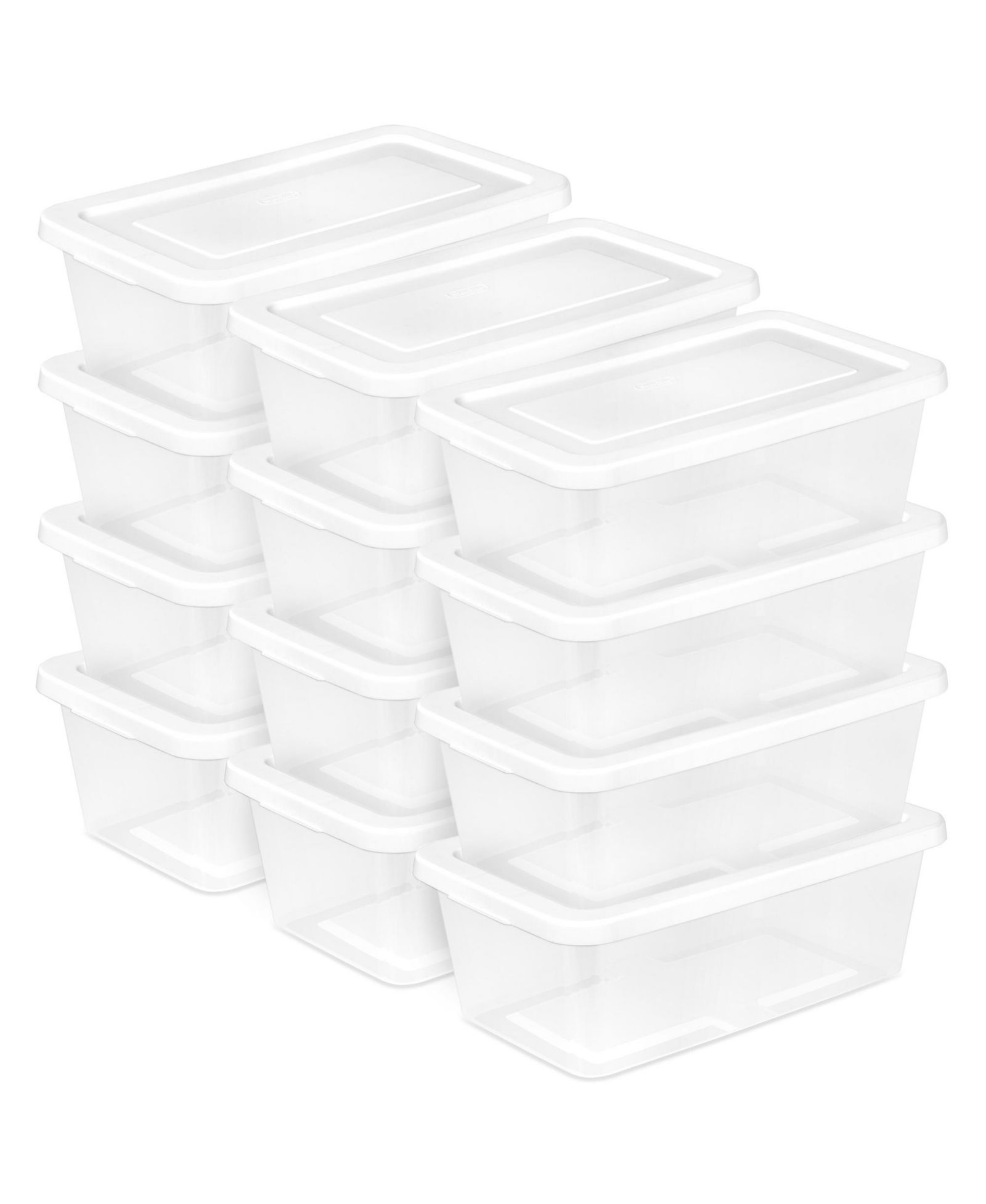 Sterilite 6 Qt Storage Box, Stackable Plastic Container, Home Organizer, 12 Pack
