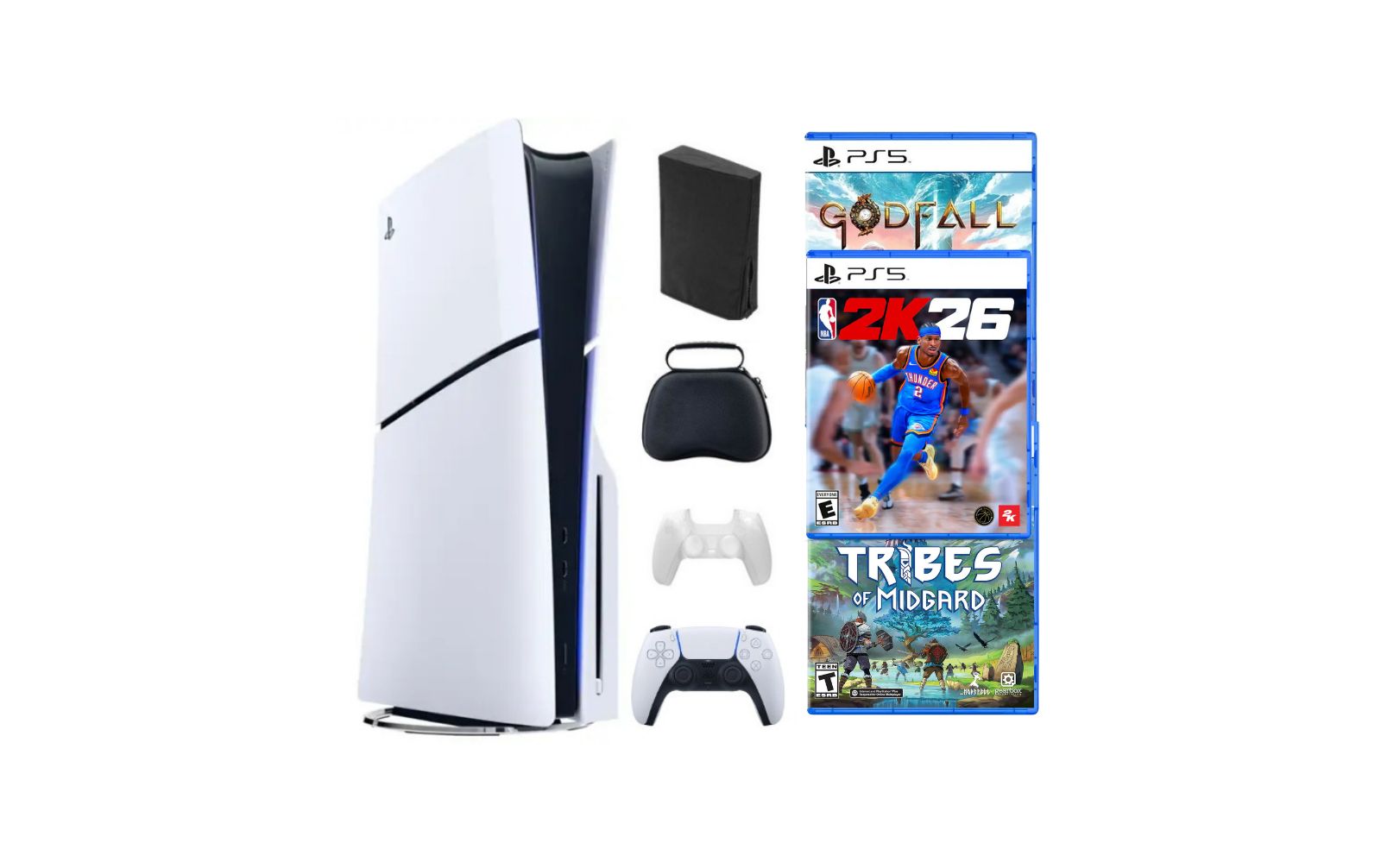 Sony Playstation 5 Slim Disc Bundle With NBA 2K26 Game + 2 Bonus Games and Accessories