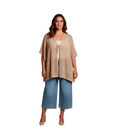 AVENUE Women's Crochet Tie Front Cardigan