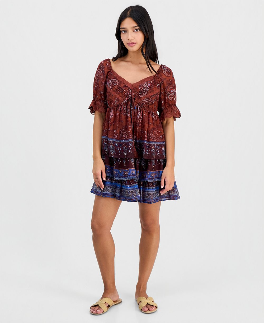And Now This Petite Paisley Mini платье с рукавами-фонариками