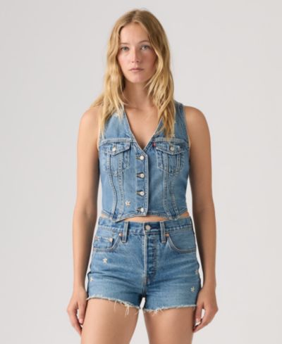 Levi's Women's Embroidered Mainline V-Neck Cotton Racer Vest