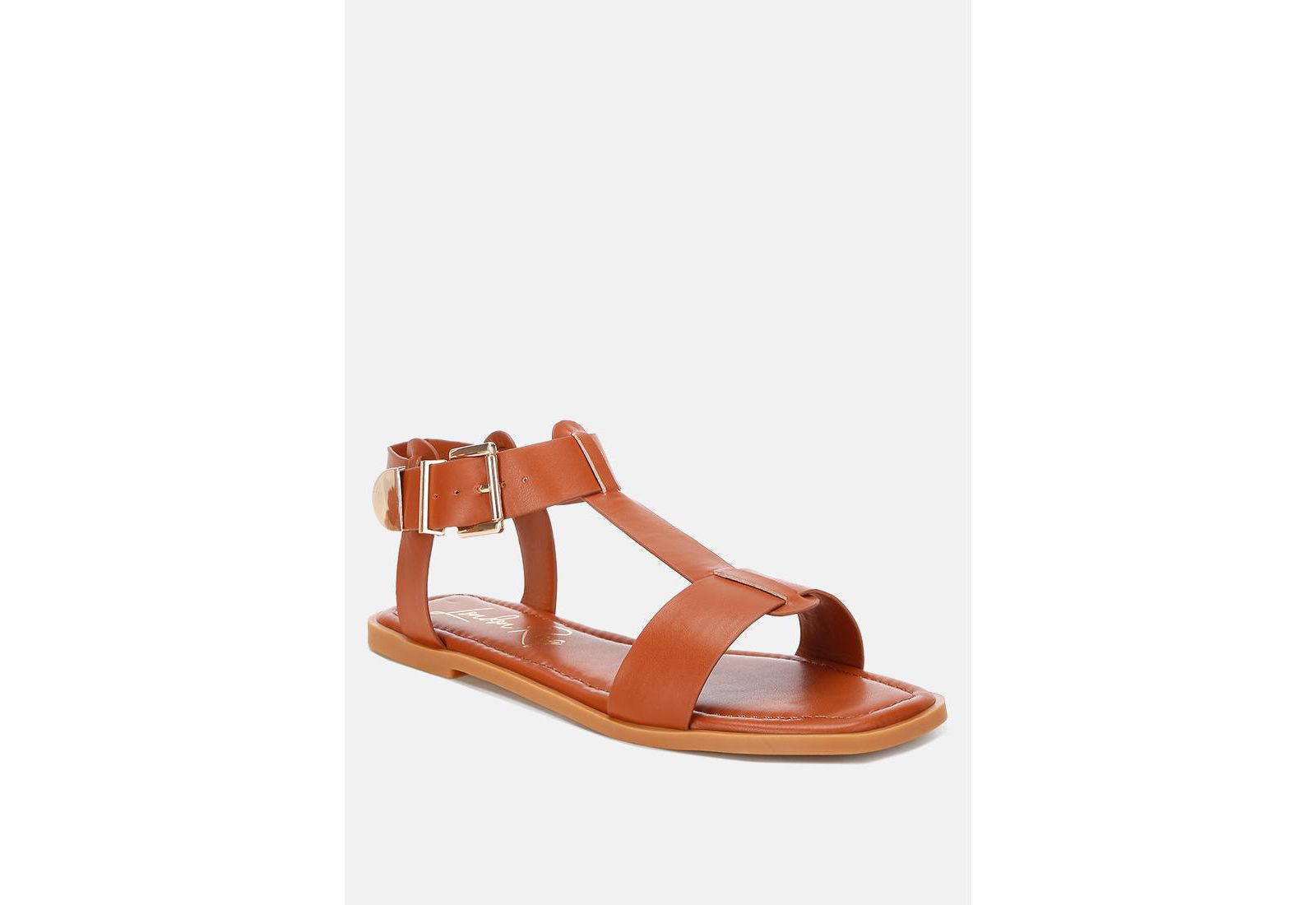 London Rag Women's Yumal Buckled Square Toe Flat Sandals