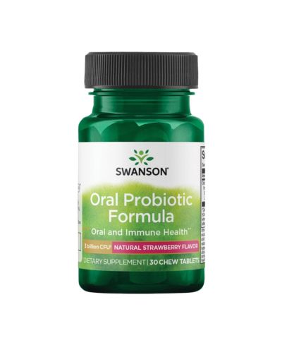 Swanson Oral Probiotic Formula  Oral and Immune System Health Natural Strawberry Flavor 30 Chewables
