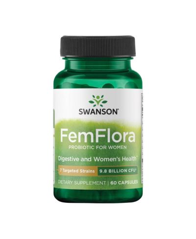 Swanson FemFlora Feminine Probiotic Supplement for Women Supports Oral, GI and Vaginal Flora 9 Billion CFU Per Capsule, 60 Capsules