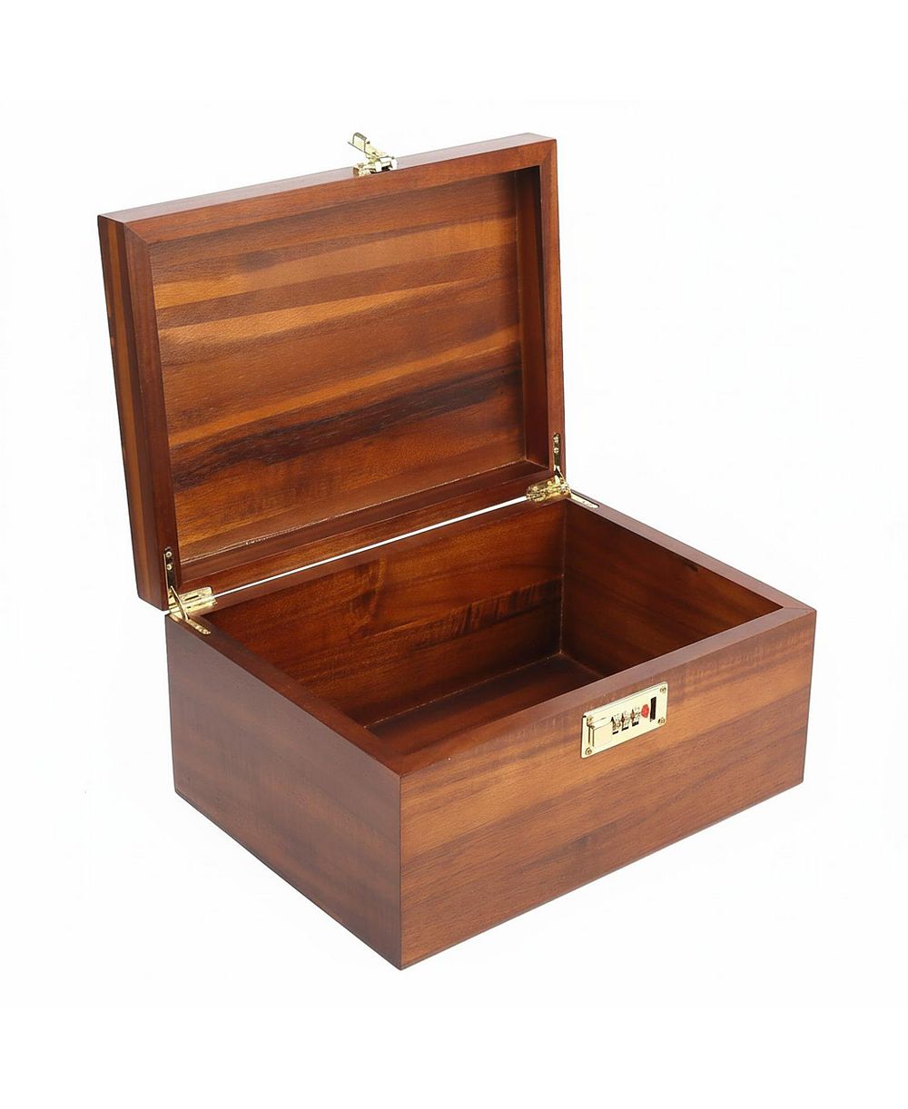 YIGII Large Wooden Storage Box with Adjustable Tray Removable Divider Keepsake Organizer for Trinkets Photos Gifts