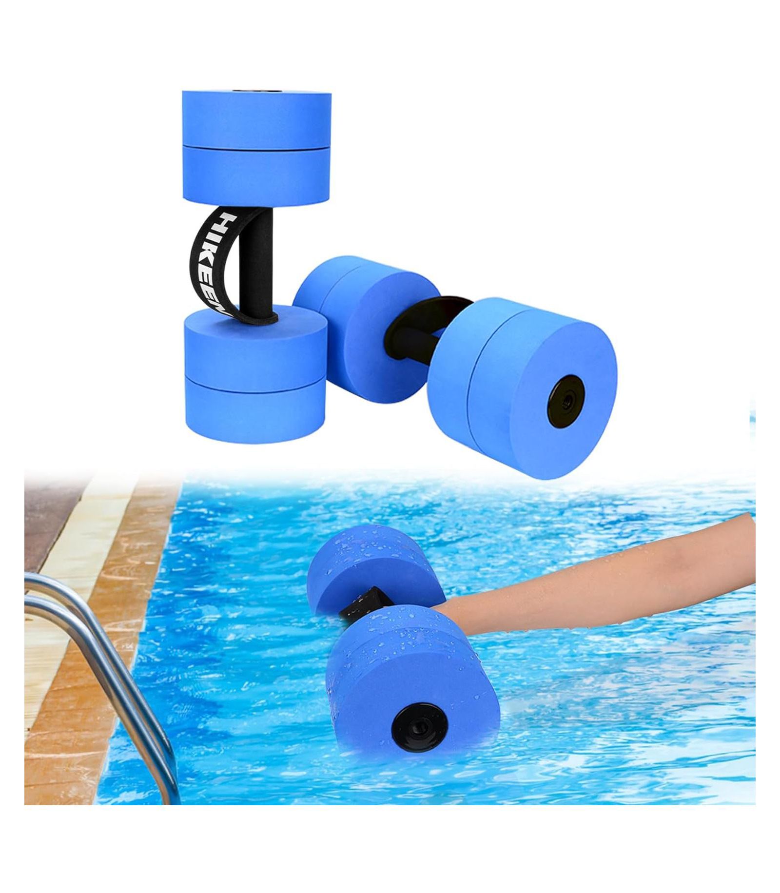 Hikeen Aquatic Exercise Dumbbells Water Dumbbell Pool Resistance Aquatic Fitness Barbells with 4 High-Density EVA Foam Pool Weights Dumbbells