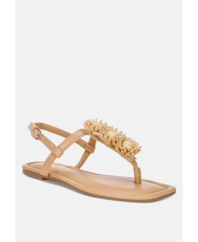 London Rag Women's Salwa Floral Applique Thong Sandals