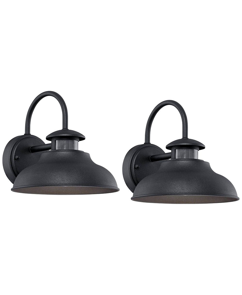 John Timberland Midland Rustic Farmhouse Outdoor Wall Light Fixture Set of 2 Dusk to Dawn Motion Sensor LED for Post Exterior Barn Deck