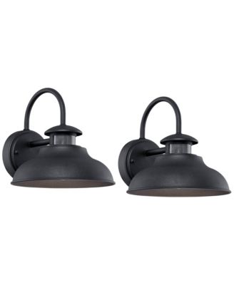 John Timberland Midland Rustic Farmhouse Outdoor Wall Light Fixture Set of 2 Dusk to Dawn Motion Sensor LED for Post Exterior Barn Deck