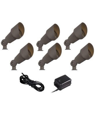 John Timberland 7 1/2" High Traditional 6-Piece Outdoor Landscape Spotlight Set Porch House LED Bulb Brown Bronze Finish Metal